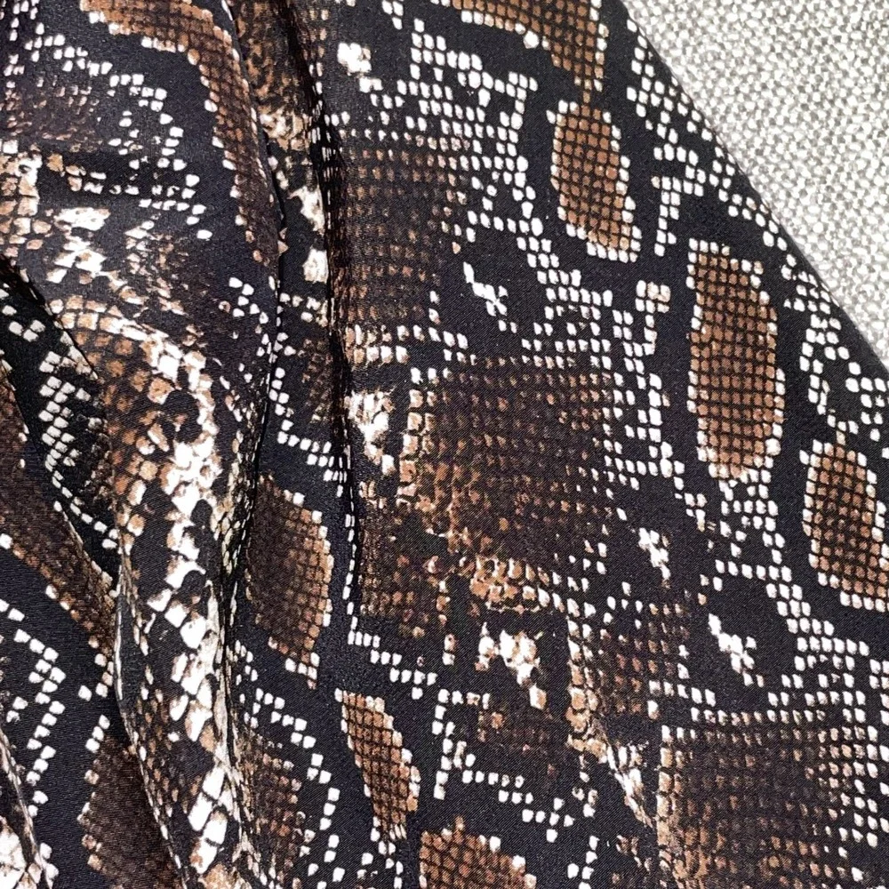 Michael Kors Tunic Dress Womens Medium Brown Snake Print Silk Lace Up V Neck